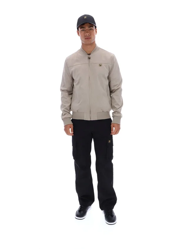 Vintage-Khaki-Dean-Jacke aus Kunstwildleder mit durchgehendem Reißverschluss