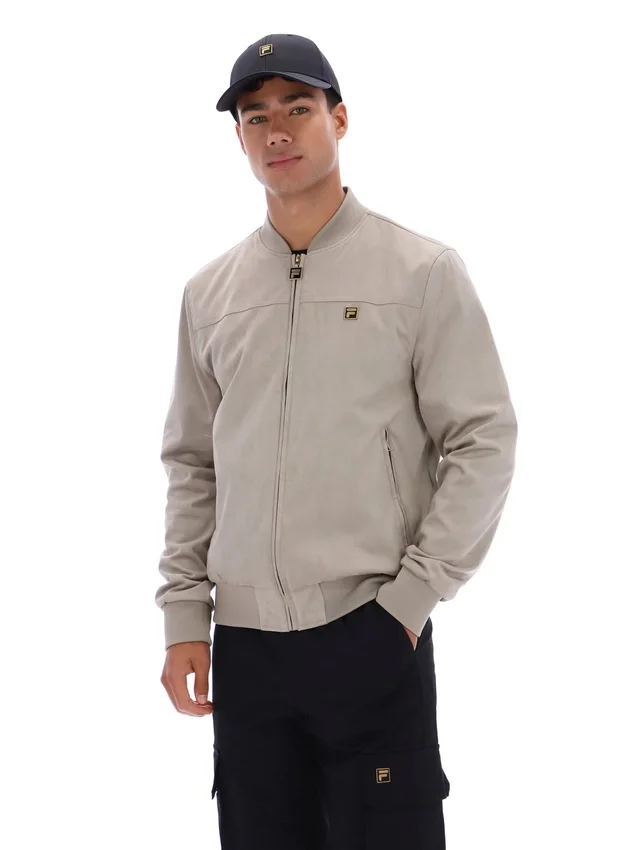 Vintage-Khaki-Dean-Jacke aus Kunstwildleder mit durchgehendem Reißverschluss