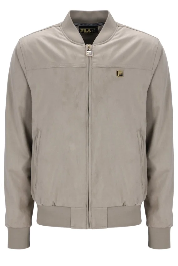 Vintage-Khaki-Dean-Jacke aus Kunstwildleder mit durchgehendem Reißverschluss