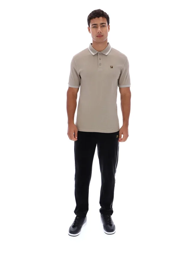 Vintage-Polohemd „Soren 2“ in Khaki mit Kontraststreifen