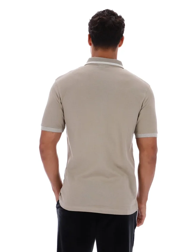 Vintage-Polohemd „Soren 2“ in Khaki mit Kontraststreifen