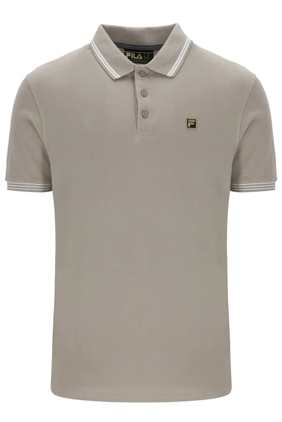Vintage-Polohemd „Soren 2“ in Khaki mit Kontraststreifen