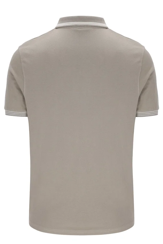 Vintage-Polohemd „Soren 2“ in Khaki mit Kontraststreifen