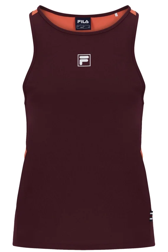 Weinrotes, ärmelloses Tennis-Top für Damen