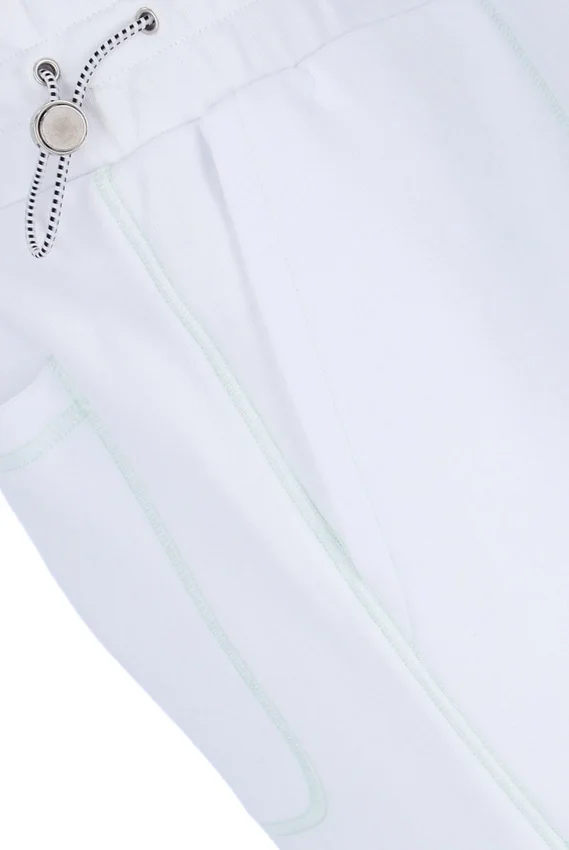 Weiße Unisex-Jogginghose mit Kontrastnähten