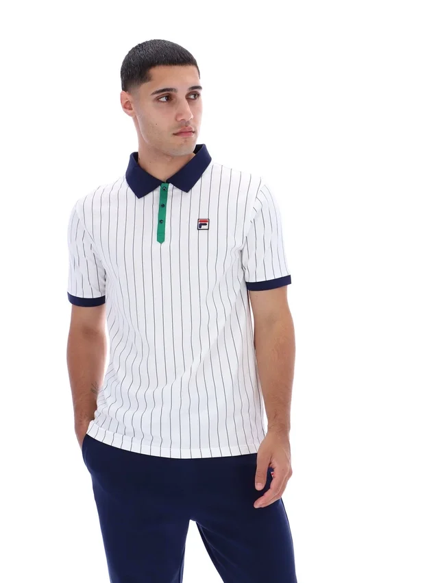 Weißes BB1 Classic Vintage gestreiftes Polohemd