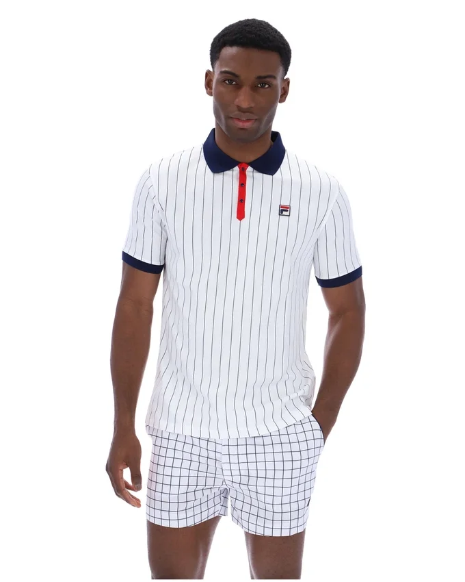 Weißes BB1 Classic Vintage gestreiftes Polohemd