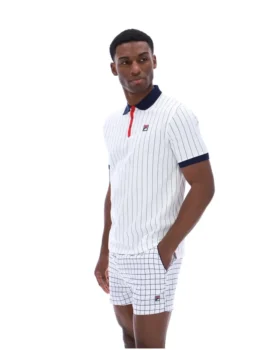 Weißes BB1 Classic Vintage gestreiftes Polohemd