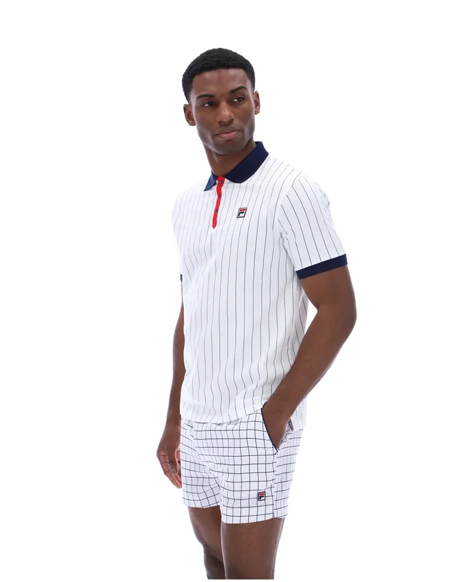 Weißes BB1 Classic Vintage gestreiftes Polohemd
