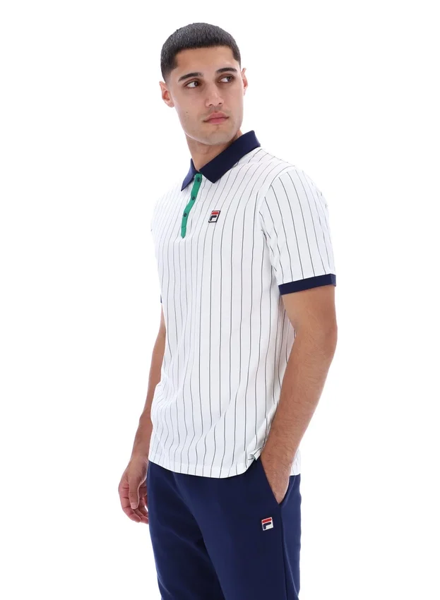 Weißes BB1 Classic Vintage gestreiftes Polohemd