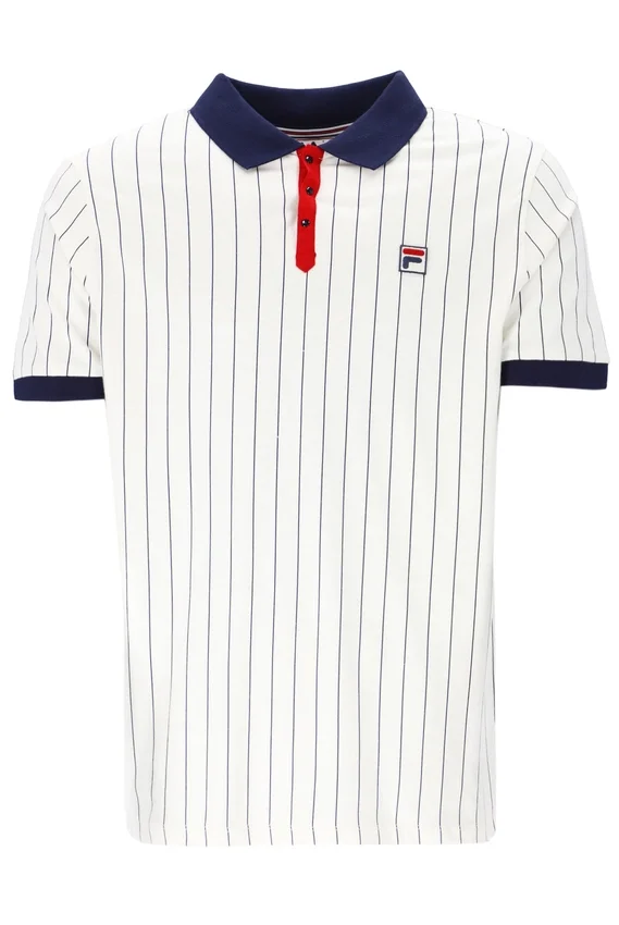 Weißes BB1 Classic Vintage gestreiftes Polohemd