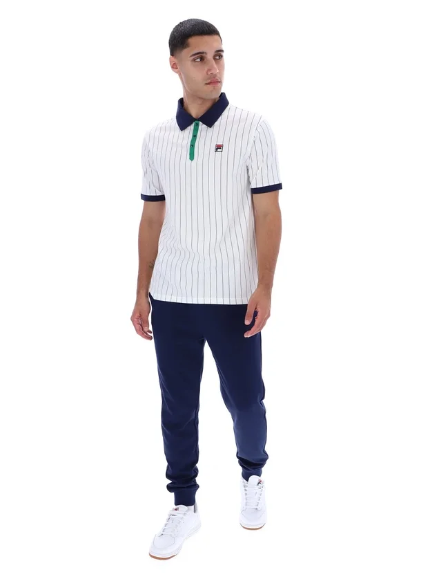 Weißes BB1 Classic Vintage gestreiftes Polohemd