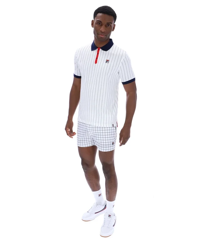 Weißes BB1 Classic Vintage gestreiftes Polohemd