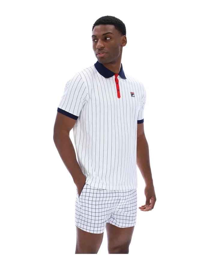 Weißes BB1 Classic Vintage gestreiftes Polohemd