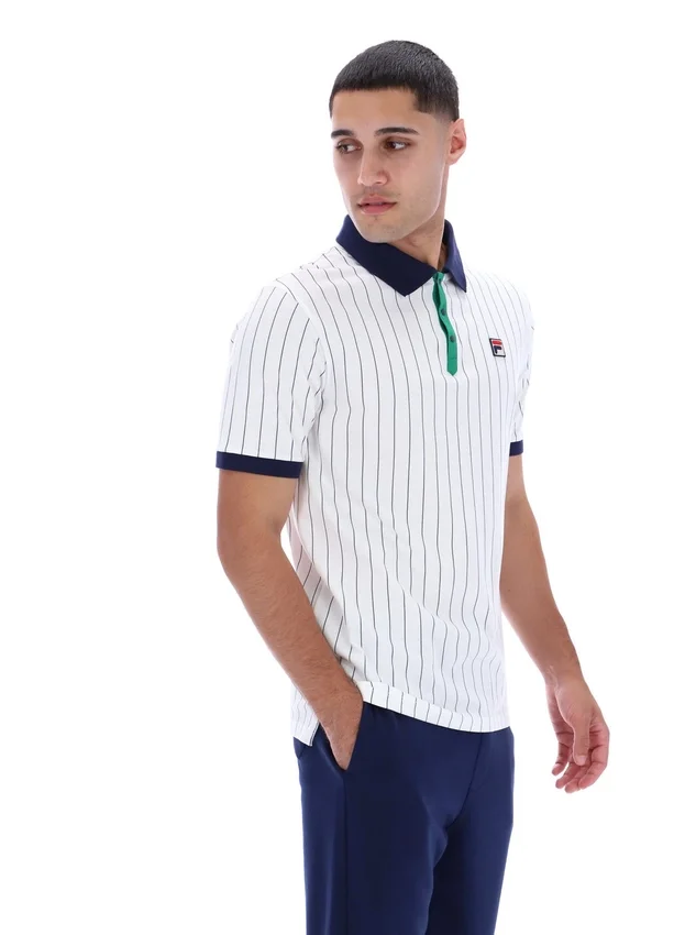 Weißes BB1 Classic Vintage gestreiftes Polohemd
