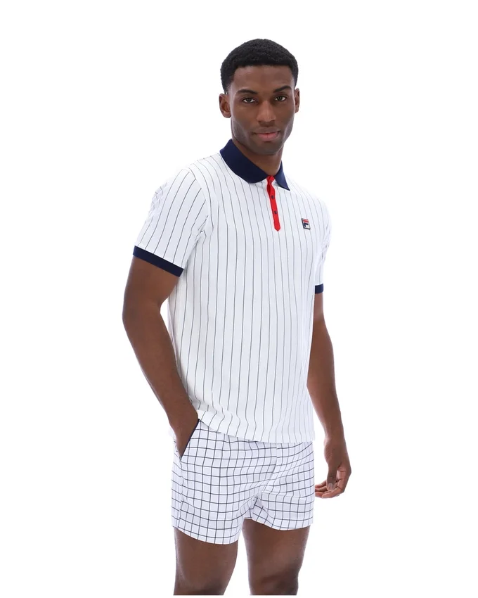 Weißes BB1 Classic Vintage gestreiftes Polohemd