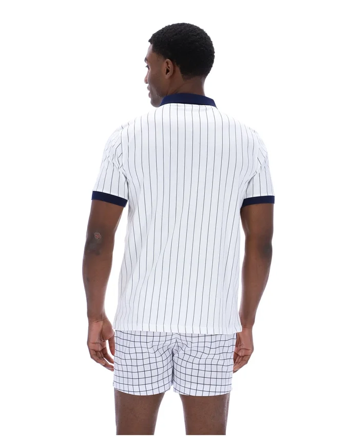 Weißes BB1 Classic Vintage gestreiftes Polohemd