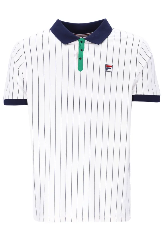 Weißes BB1 Classic Vintage gestreiftes Polohemd