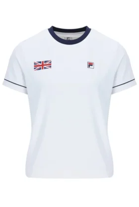 Weißes Damen-Tennis-GB-T-Shirt