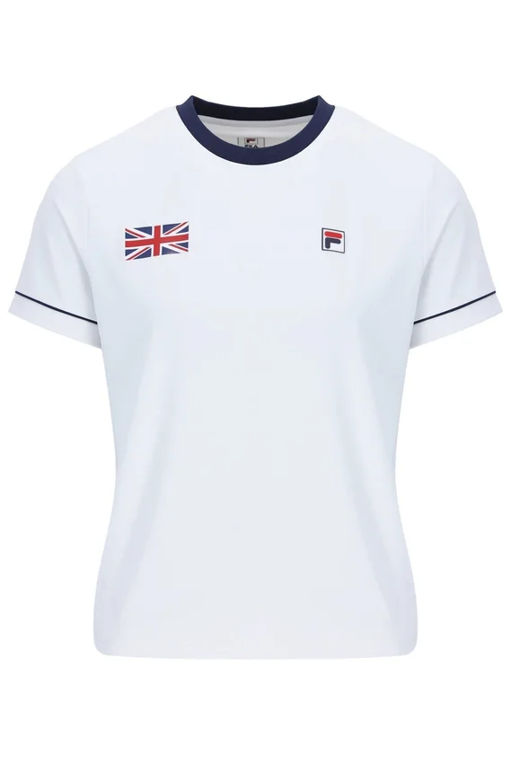 Weißes Damen-Tennis-GB-T-Shirt