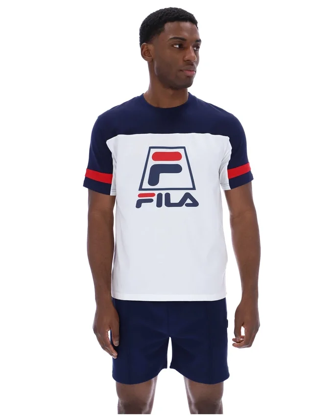Weißes Damon Cut-and-Sew-T-Shirt