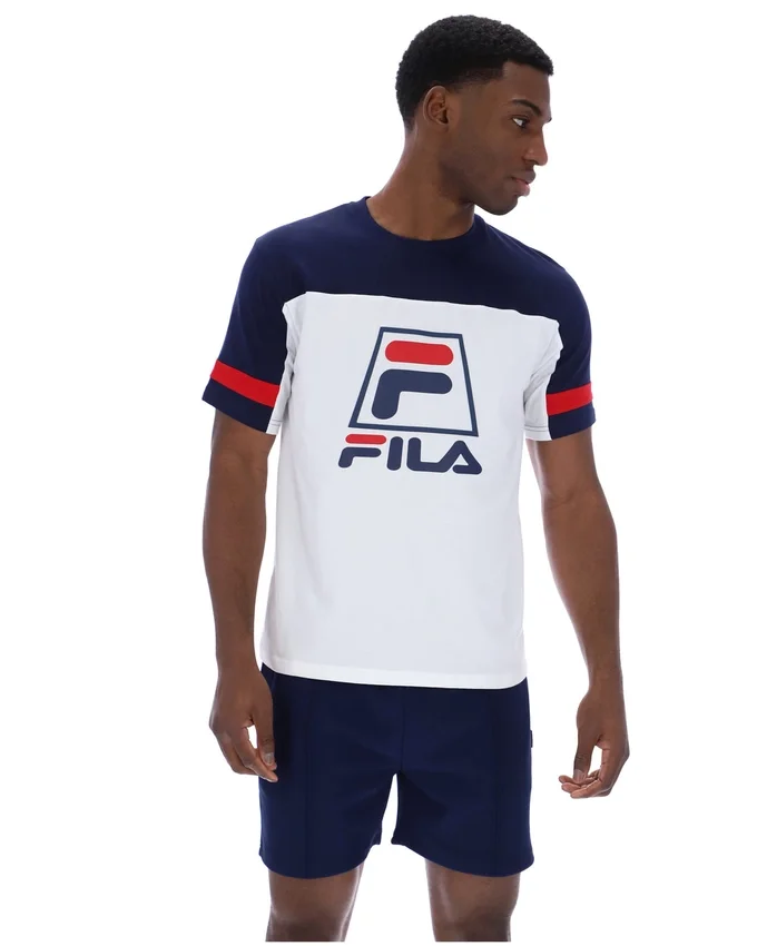 Weißes Damon Cut-and-Sew-T-Shirt