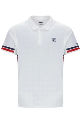 Weißes Herren-Polo-Tennis-T-Shirt mit Muster