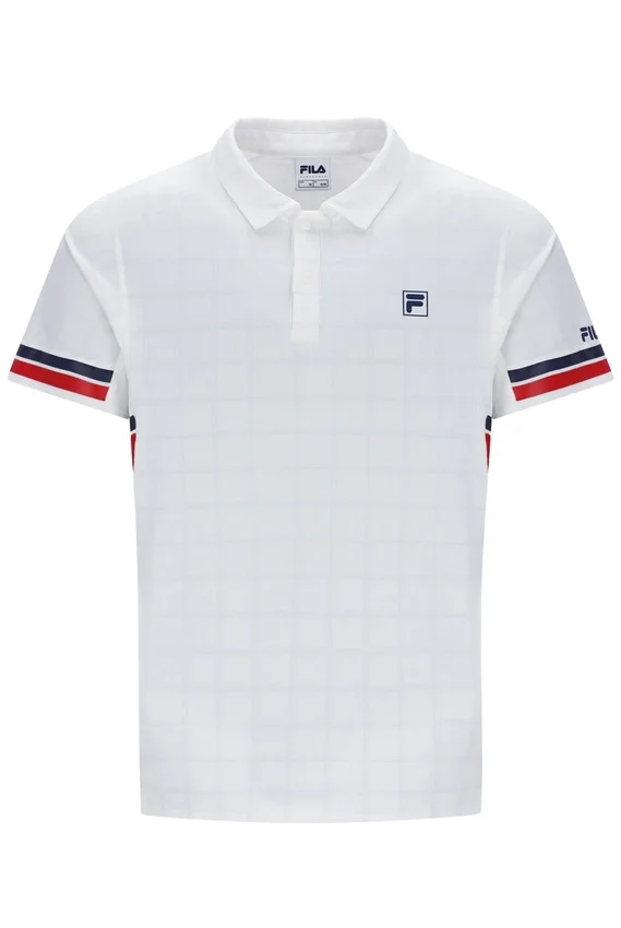 Weißes Herren-Polo-Tennis-T-Shirt mit Muster