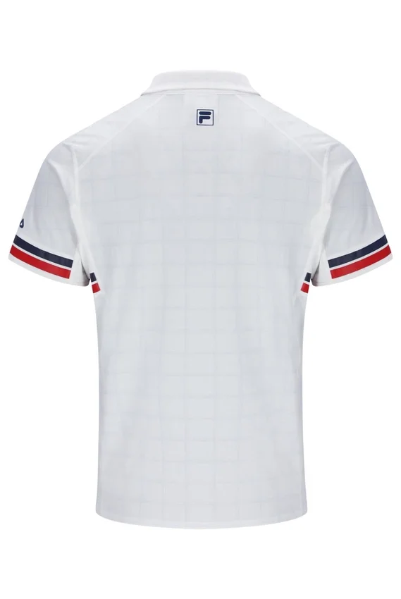 Weißes Herren-Polo-Tennis-T-Shirt mit Muster