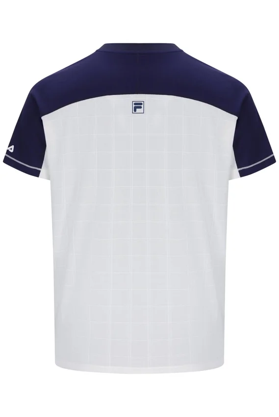 Weißes Herren-Tennis-T-Shirt mit Henry-Ausschnitt
