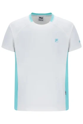 Weißes Herren-Tennis-T-Shirt mit Rundhalsausschnitt