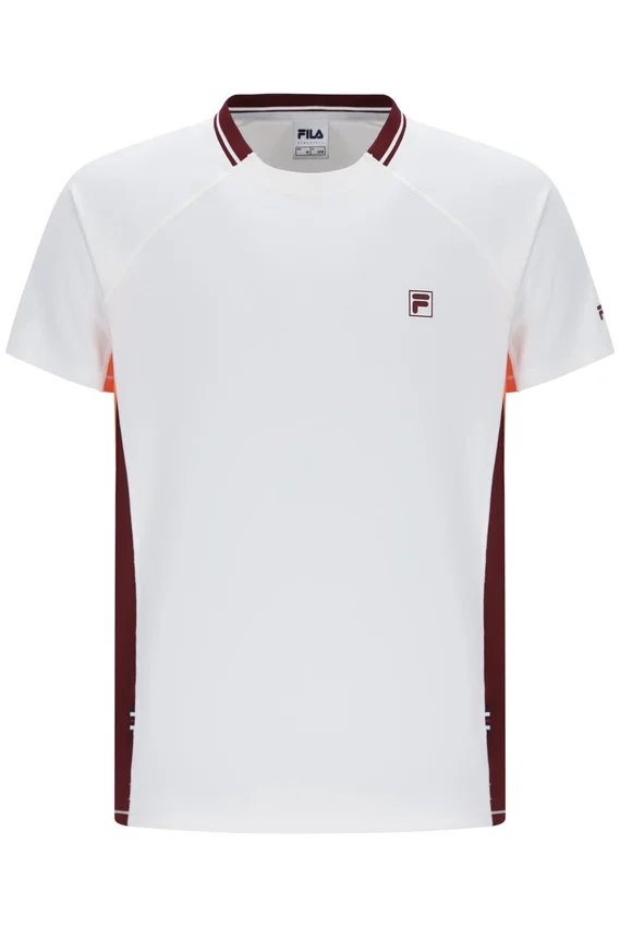 Weißes Herren-Tennis-T-Shirt mit Rundhalsausschnitt