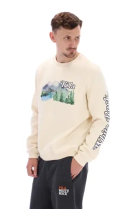 Weißes Len Graphic Crew-Sweatshirt
