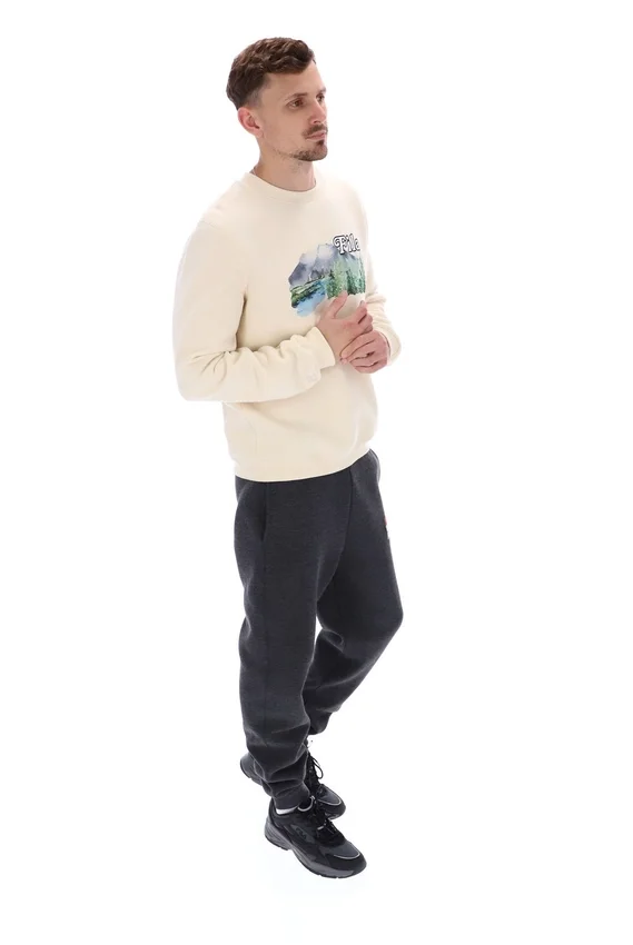 Weißes Len Graphic Crew-Sweatshirt