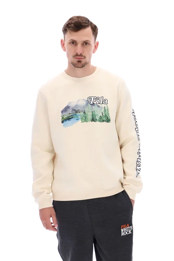 Weißes Len Graphic Crew-Sweatshirt
