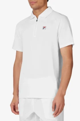 Weißes Tennis-Polohemd mit kurzen Ärmeln