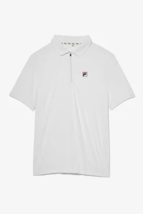 Weißes Tennis-Polohemd mit kurzen Ärmeln