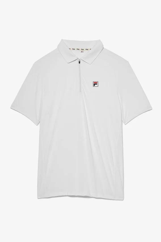Weißes Tennis-Polohemd mit kurzen Ärmeln