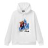 Weiter Sportpullover mit Kapuze und langen Ärmeln, Weiß