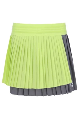 Zitronengelb – Plissierter Wickel-Tennisrock für Damen