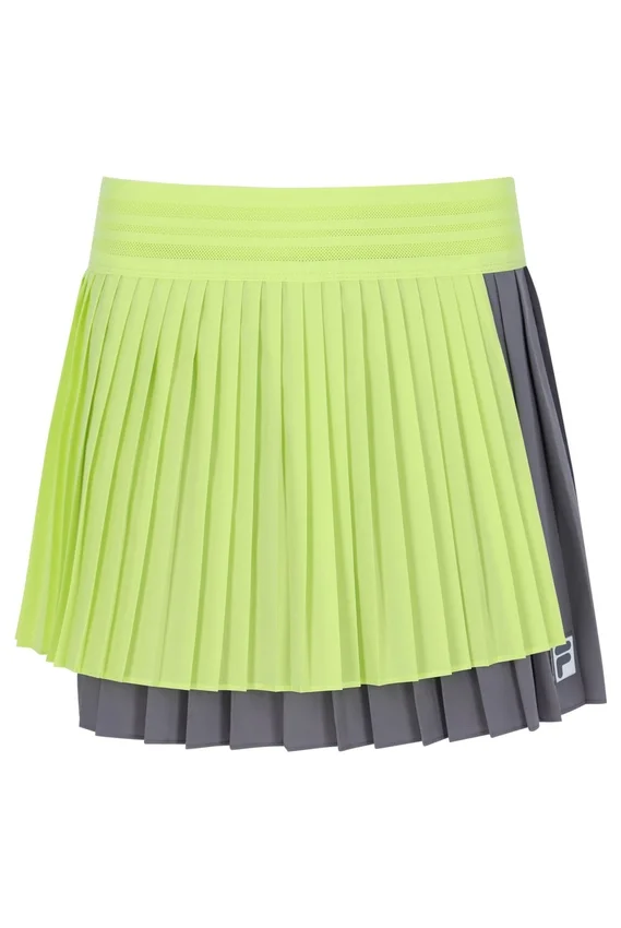 Zitronengelb – Plissierter Wickel-Tennisrock für Damen