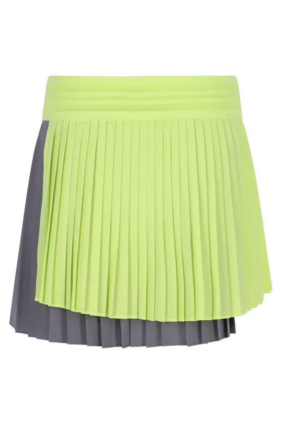 Zitronengelb – Plissierter Wickel-Tennisrock für Damen
